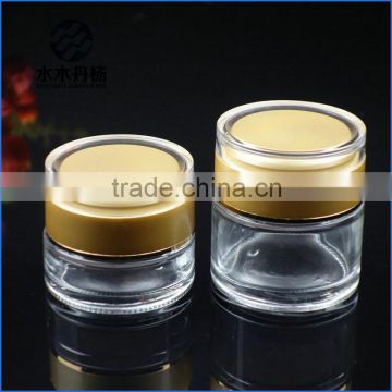 High quality 30g 50g cosmetic glass cream jars 50ml luxury airless lotion glass bottle