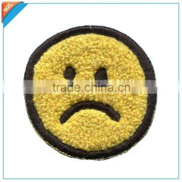 Custom expression chenille patch, upset emoji chenille embroidery patches