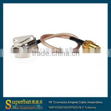 N female flange 4 hole straight to SMA female bulkhead straight pigtail cable RG316 300cm