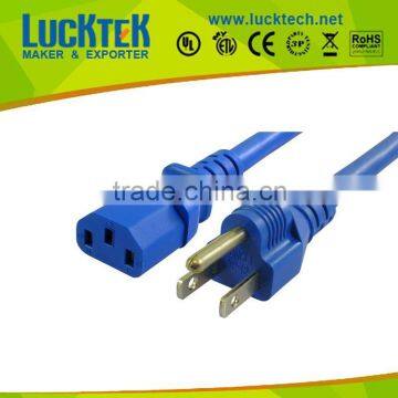 Lucktech Power Cord IEC60320 C13 to NEMA 5 SJT Jacket, 15-Amp/125-volt, Blue