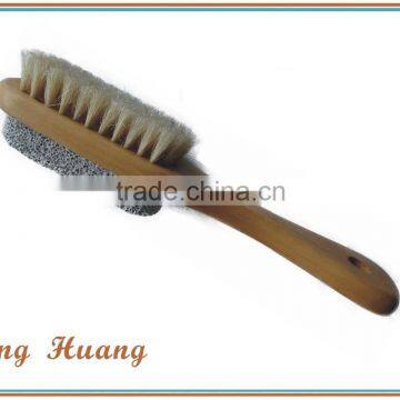 Wooden nail brush with pumice stone and bristle