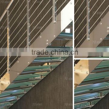 Fashional straight glass stairs