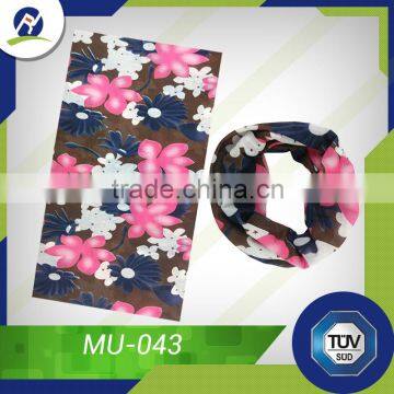 2015 Polyester printed custom flowers seamless magic scarf                        
                                                Quality Choice