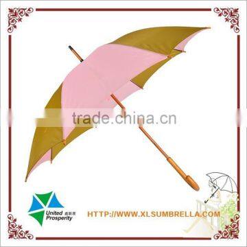 23" bi-color fabric wooden rain umbrella