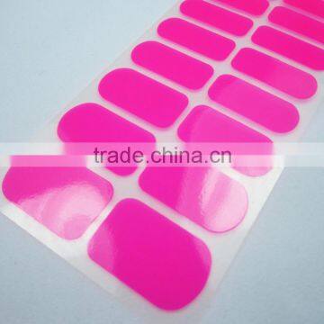 Custom neon pink nail polish sticker waterproof nail sticker decal florescent nail strips nail art manufacturer