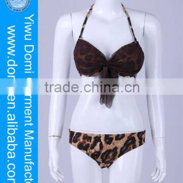 Domi Sex Image Photos Bikini Sets With Leopard Printed and Ruffled Dress Girls Bikini and Beachwear