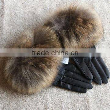 Fashion Leather Fur Gloves Raccoon Fur Gloves