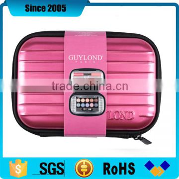 pink light pu cover eva hard makeup case