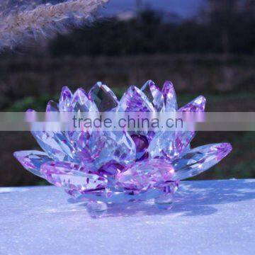 pink color crystal glass lotus model (R-0947