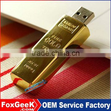 Wholesale Metal Gold Bar Shaped USB Flash Drive, Custom Promotional Gift USB Flash Key 2GB,4,8,16,32,64,128G,256G,512GB G 1TB