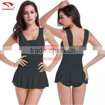 Skirt Cover Belly Thin Waist Siamese Swimsuit Sey Girls Gather Spa Conservative Swimwear photo-3