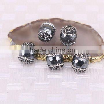 Charm Hematite Stone Connector Beads, with Crystal Rhinestone Paved Gem stone Beads For Jewelry Making