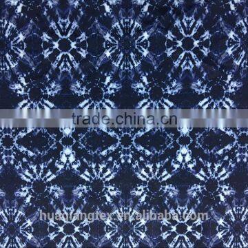 Blue Flower Print 4 Way Stretch Fabric for Beach Short Swimwear photo-2