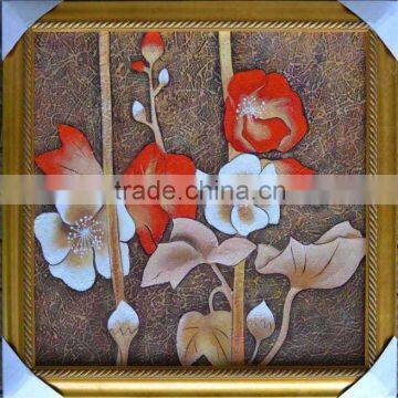 Framed flower oil painting