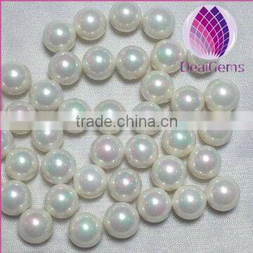 8mm AB white round half hole natural shell pearls beads