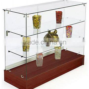 Retail Counter w/ Cherry Base, Frameless Tempered Glass Design & Sliding Doors(FT-A-008)