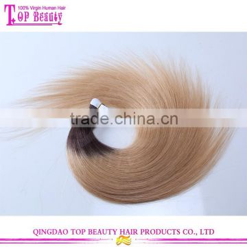 Best quality 7A quality two tone peruvian remy hair tape hair extension skin weft