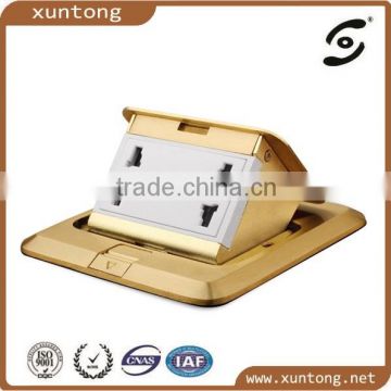 pop up socket outlet with French type 2P+T brass material,6 hole square shape waterproof floor outlet