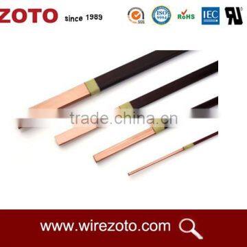 factor price round yarn covered copper flat wire,yarn covering round copper strip, fiber glass cover flat aluminium strip