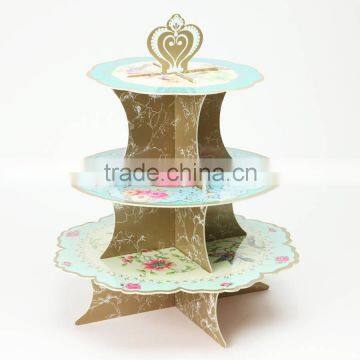 3 Tier Round Cake Cupcake Stand Reversible Vintage Cake Stand Three Tiered Cake Stand Birthday Wedding Party Display