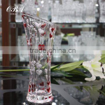 Red heart Flower Vase,Wedding Flower Vase,Cheap glass flower vases