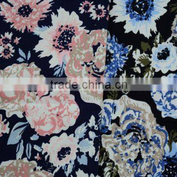 Chinese style flower print spun rayon fabric