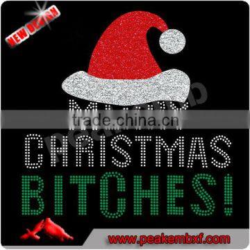 New Design Merry Christmas Bitches Rhinestone Accessories Wholesale