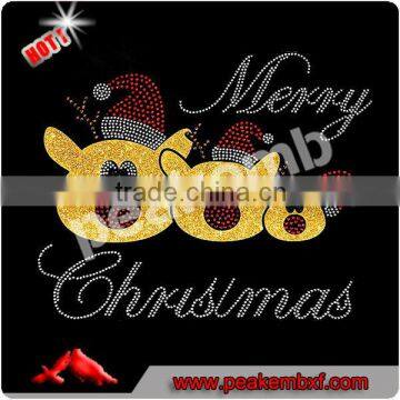 Bling Merry Christmas Rhinestone Hotfix Transfer Wholesale Custom Cute Pig Design For Clothing