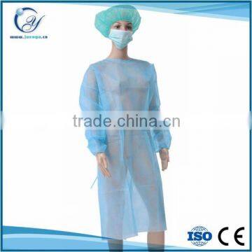 Disposable nonwoven/SMS blue Surgical gown/ isolation gown patient gown with elastic and knit cuff