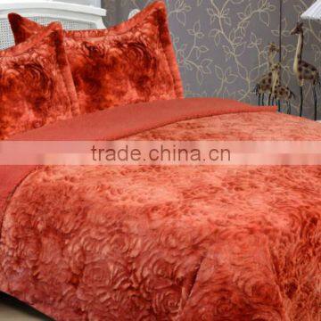 China Factory Rose Design Warm Faux Fur Fire Blanket Throw