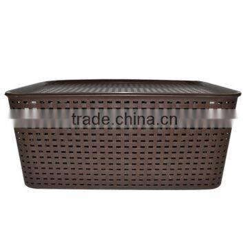 Simple Storage Box For Dirty Clothes Plastic Rattan Storage Basket With Lid photo-4