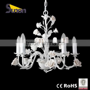 Countryside style iron art ceramic flower chandelier lighting for girl's room/decoration light/depant light