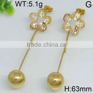 Dangle gold plated flower shape with bead earring display