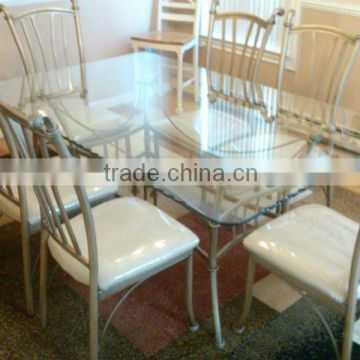 Glass dining table set with 6 chairs