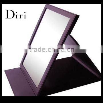 High-end vanity cosmetic mirror with leather finish