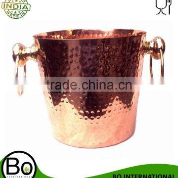 Solid copper wine bottle cooler with brass handle