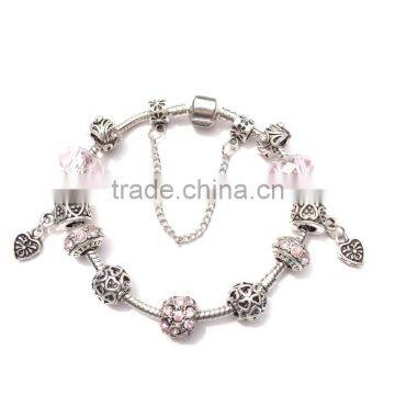 2016 Wholesale Fashion Charm Bracelet Heart Pendants With Beautiful Bead