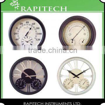 2 in 1 Polyresin Garden Clock and Thermometer