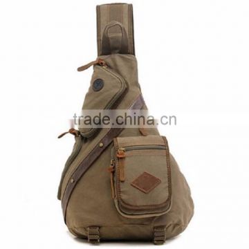 Men canvas leather shoulder military messenger travel sling bag