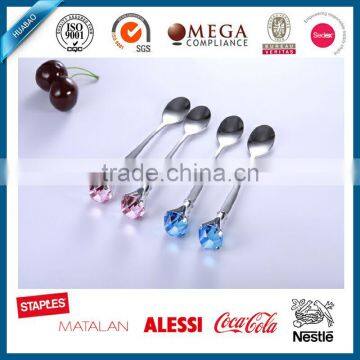 Bling diamond head korean stainless steel spoon in different color