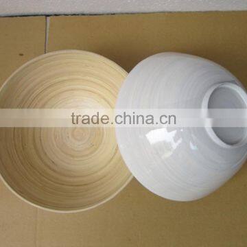 White Lacquer Outside Bamboo Bowl for Kitchenware From Leading Vietnam Company photo-2