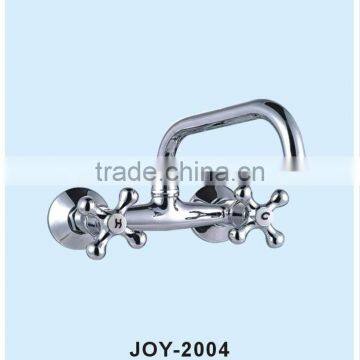 Wall Moulted TWO CROSS HANDLE Brass/ZINC Kitchen Faucet photo-2
