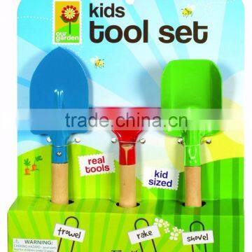 Kid's 3-Piece Garden Tool Set with wooden handle