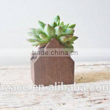 House Planter Pot - Wooden Herb Succulents Box Container Succulent Flower Wooden Planter Handmade Air Plant photo-2