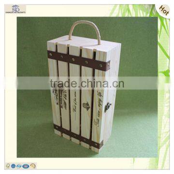 Hinge Roller 2 Bottle Pine Wooden Wine Gift Box photo-2