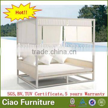 Fashion aluminium sunbed outdoor sofa bed with canopy