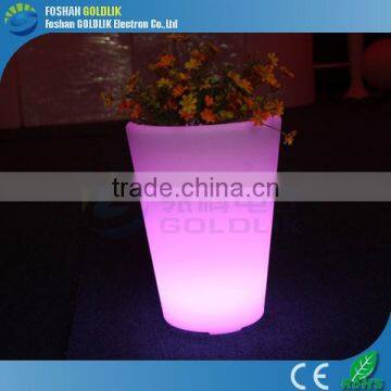 Garden Use Remote Control RGB Colorful LED Plastic Flower pot with Drainage Water Design