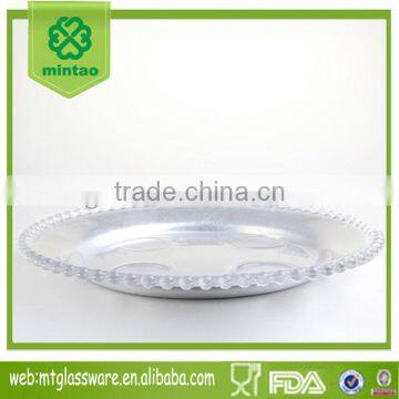 hot sale silver beaded glass dishes and charger plates