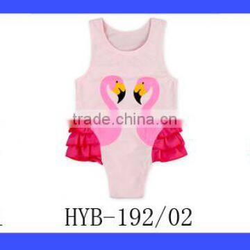 Honorable White Swan Printed Girls Bodysuit Summer Ruffles Kids Girls Swimwear photo-6