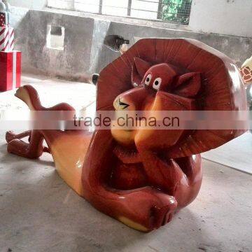 Fiberglass lion statue for park decoration